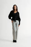 Touch Of Love Black Tie-Front Wrap Sweater Top