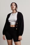 Winter Solstice Black Cropped Sweater Cardigan