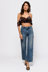 You're All That Matters Black Velvet Ruffle Crop Top 