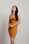 Fifi Brown Reversed Stitch Ribbed Bodycon Cami Dress