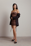 Nekra Brown Side Ruched Bodycon Dress