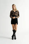 Fall Time Camel Plaid Cropped Cardigan