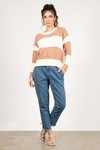 Ready Or Not Camel Multi Striped Sweater