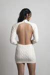 Maurissa Cream Cable Knit Open Back Bodycon Dress