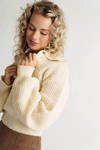 Nadia Cream Long Sleeve Collared Sweater