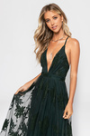 Analise Emerald Plunging Floral Maxi Dress