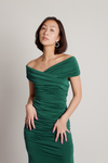 Fall For Me Emerald Ruched Bodycon Mermaid Maxi Dress