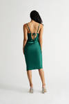 Kelsea Emerald Satin Cowl Neck Midi Slip Dress