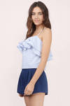 Line & Dot Leah French Blue Striped Crepe Top