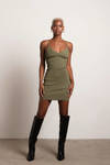 Kourtney Green Ribbed Bodycon Mini Dress