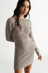 Minako Grey Reversible Twist Sweater Bodycon Mini Dress