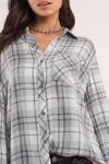 Thread & Supply Nicki Grey Multi Plaid Button Down Shirt