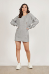 Complicated Heather Grey Distressed Sweater Dress