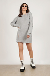 Kim Heather Grey Distressed Sweater Dress