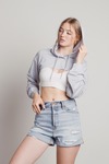Lost And Found Heather Grey Ultra Cropped Hoodie Sweatshirt