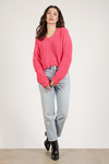 Tori Hot Pink Distressed Sweater
