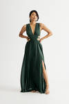 Athena Hunter Green Maxi Side Cutout Slit Maxi Dress