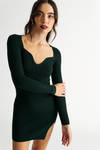 Catalina Hunter Green Ribbed Sweater Mini Dress