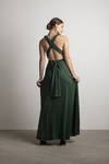 Think It Through Hunter Green Multiway Slit Maxi Dress