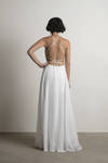 Last Touch Ivory Lace-Up Maxi Dress