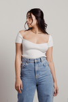 Linh Ivory Sweetheart Cap Sleeve Ribbed Knit Top