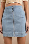 The Fifth Label Day Dreaming Light Wash O-Ring Denim Skirt