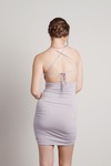Cailie Lilac Knit Cross Back Ruched Mini Dress