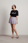 So What Lilac Pleated Plaid Mini Skirt