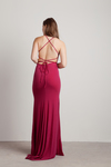 Another Night Out Magenta Lace Up Mermaid Maxi Dress