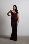 All Over Me Maroon Corset High Side Slit Maxi Dress