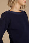 Finders Keepers Leaving Navy Knit Sweater Top