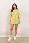 Lounge Around All Day Neon Lime Hacci Shorts