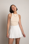 Moonball Off White Linen Pleated Tennis Skirt