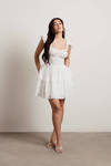 Sweet Girl Off White Dotted Swiss Ruffle Tiered Mini Dress