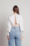 Swoon For You Off White Satin Open Back Crop Blouse