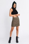 Jeannette Olive Faux Suede A-Line Skirt