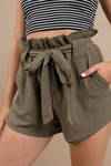 Joelle Olive Paperbag Waist Shorts