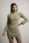 Kamila Olive Mock Neck Sweater Mini Dress