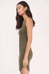 Marvin Olive Cut Out Ribbed Dress