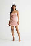 Come With Me Pink Floral Tied Mini Dress