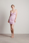 Dani Pink Ribbed Ruched Bodycon Mini Dress