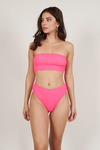 Tory Pink Smocked Bandeau Bikini Set