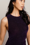 What You Want Purple Sparkle Lurex Ruched Dress
