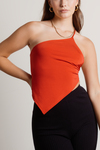 Bet You Red Asymmetrical One Shoulder Scarf Top