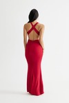Glam Nights Red Ruched Mermaid Maxi Dress