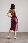 Ivanna Red Satin Twist Cutout Midi Dress