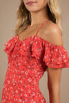 Kendra Red Floral Print Dress