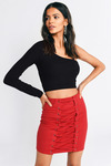 Melrose Red Lace Up Miniskirt