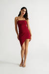 Nayasha Red Asymmetrical Bodycon Dress