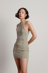 Saturn Sage Exposed Stitch Ribbed Bodycon Dress